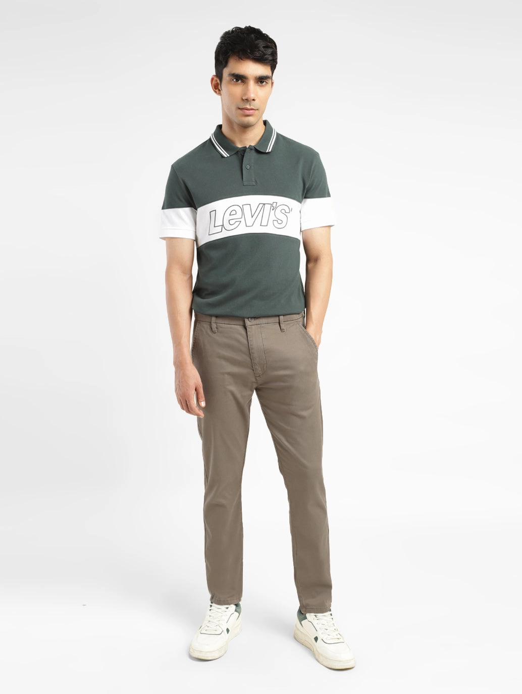Cropped hem Men's Slim Fit Trousers