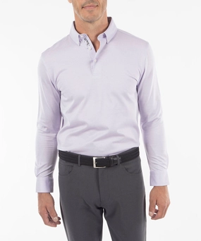 Signature Cotton Knit Long-Sleeve Button-Down Collar Button-Cuff Polo Shirt Seamless Shoulder Fashionable Comfort