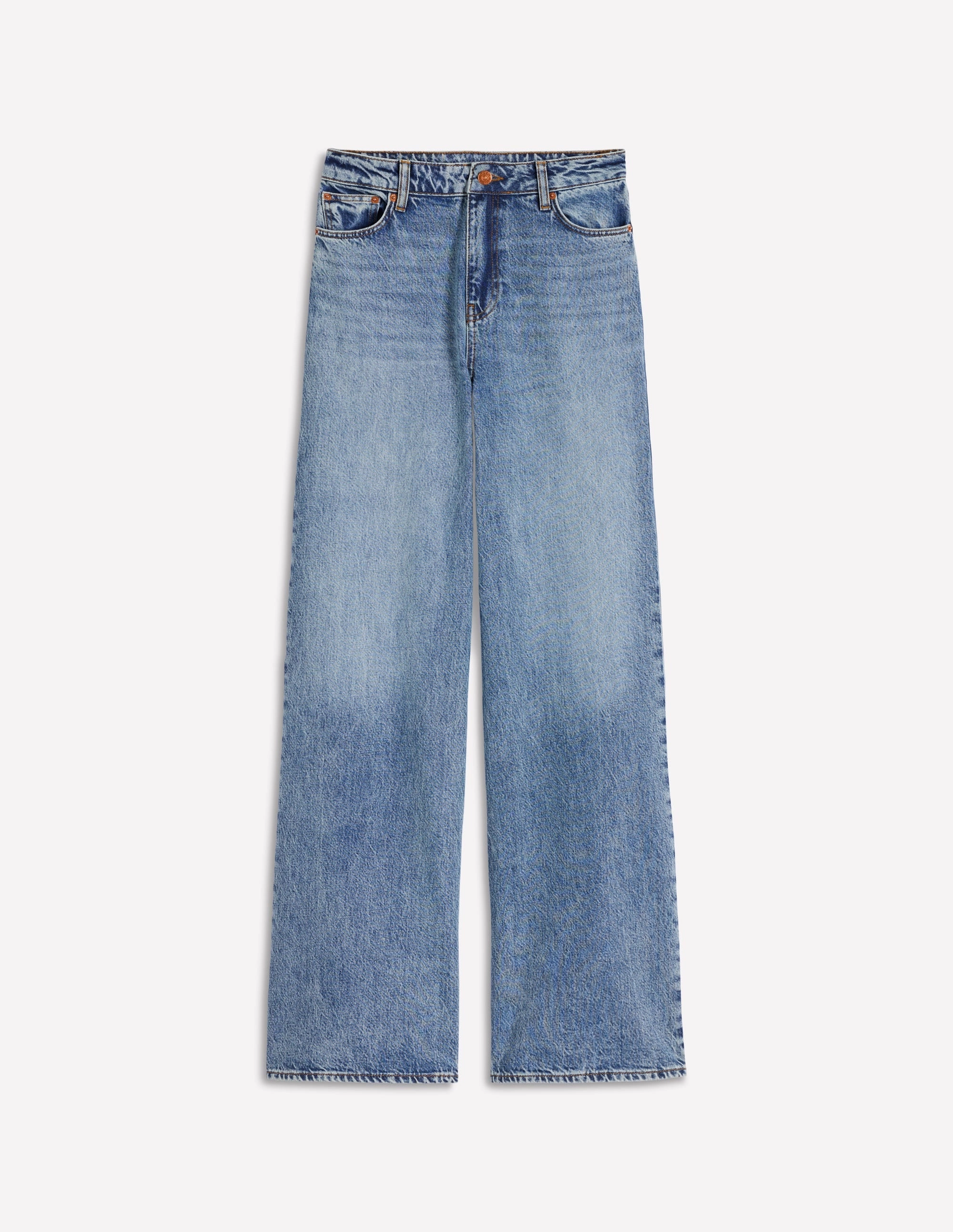 Stretchable High Waist Wide Leg  Jeans-Mid Vintage