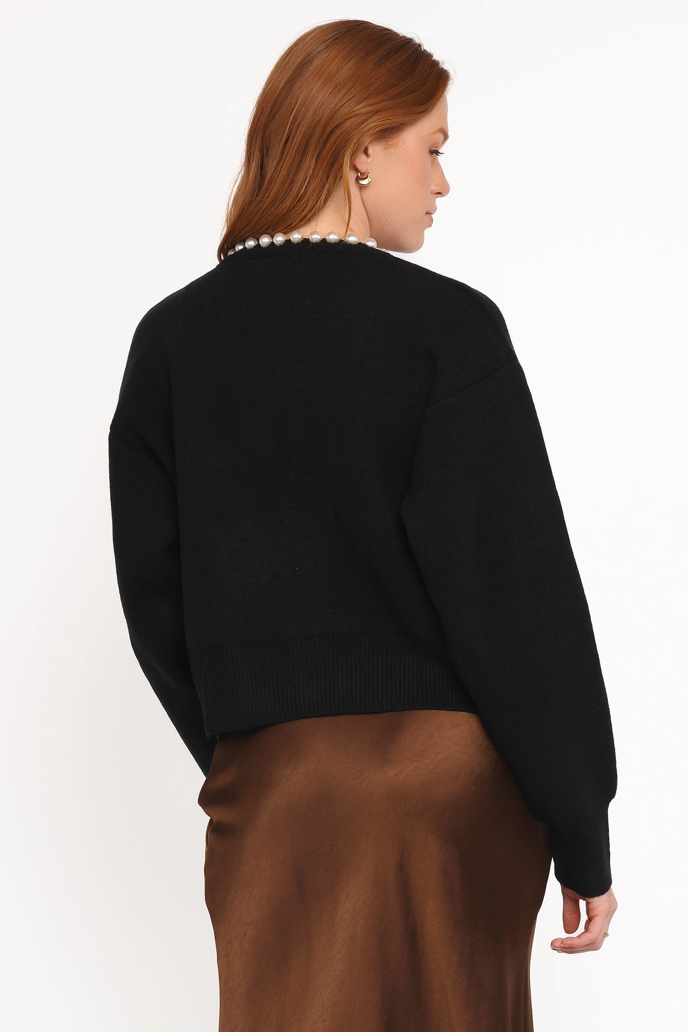 Bloom Pearl Knit Cardigan - Black Moisture Management System