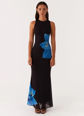 Manhattan Nights Maxi Dress - Black Bright Colors