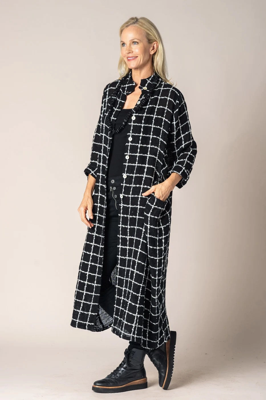 Weatherproof Seams Chill Proof Style Imagine Fashion - AIM6019BK Mirella Linen Jacket