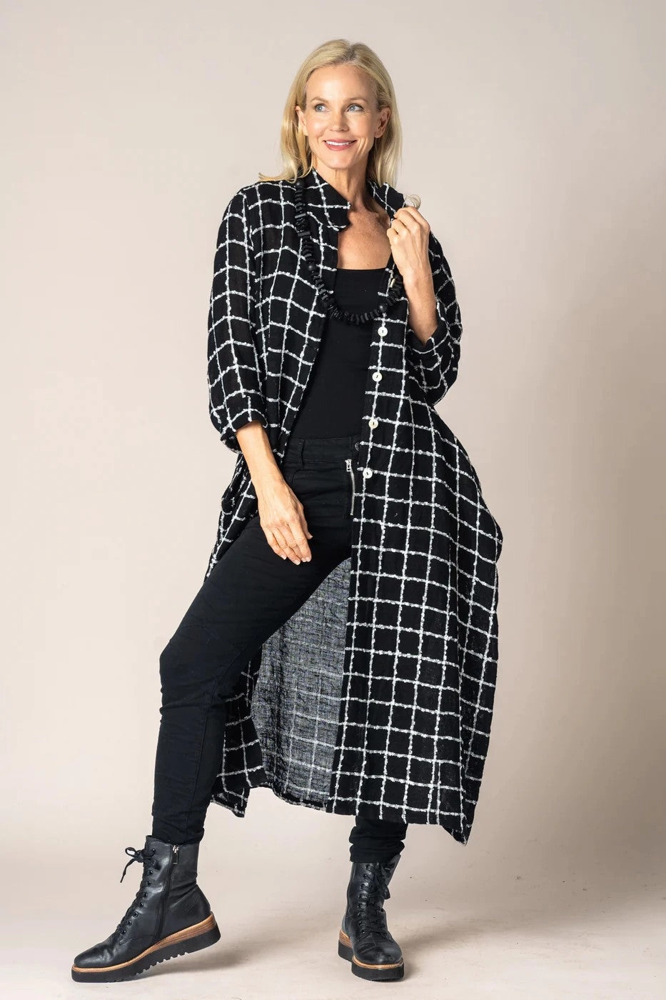 Imagine Fashion - AIM6019BK Mirella Linen Jacket Hollow Fiber Fill Light Reflective Logos