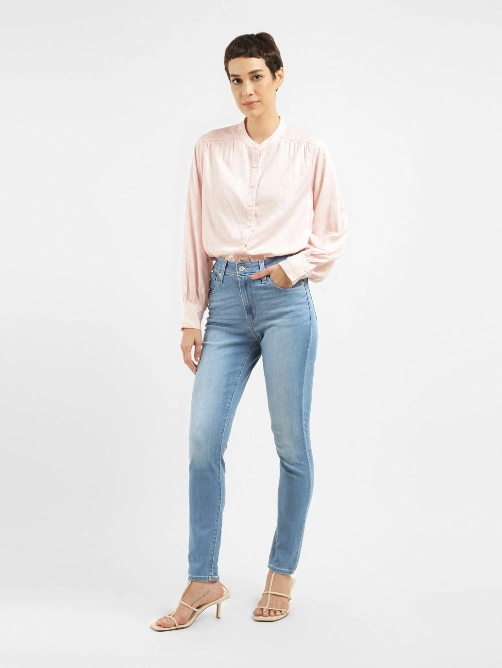 Women's 721 Blue Skinny Fit High Rise Jeans Lightweight Denim Blend