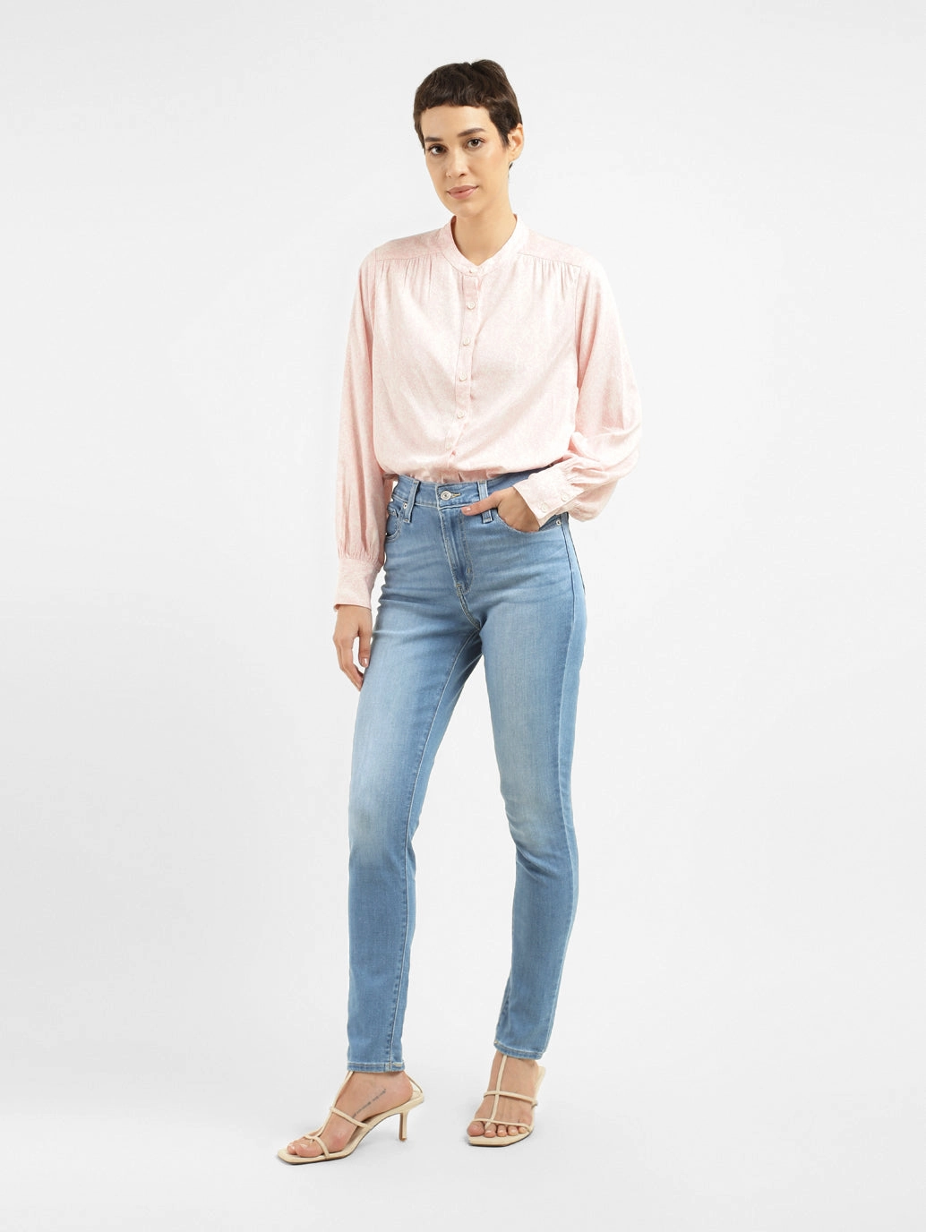 Women's 721 Blue Skinny Fit High Rise Jeans Night Out Rainy Day