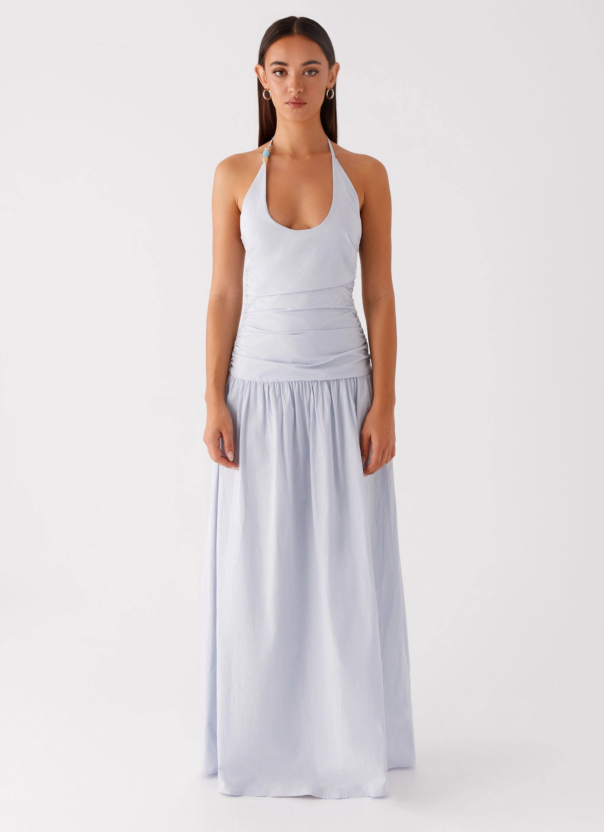 Fall Fashion Soft color Cristina Halter Maxi Dress - Cornflower Blue
