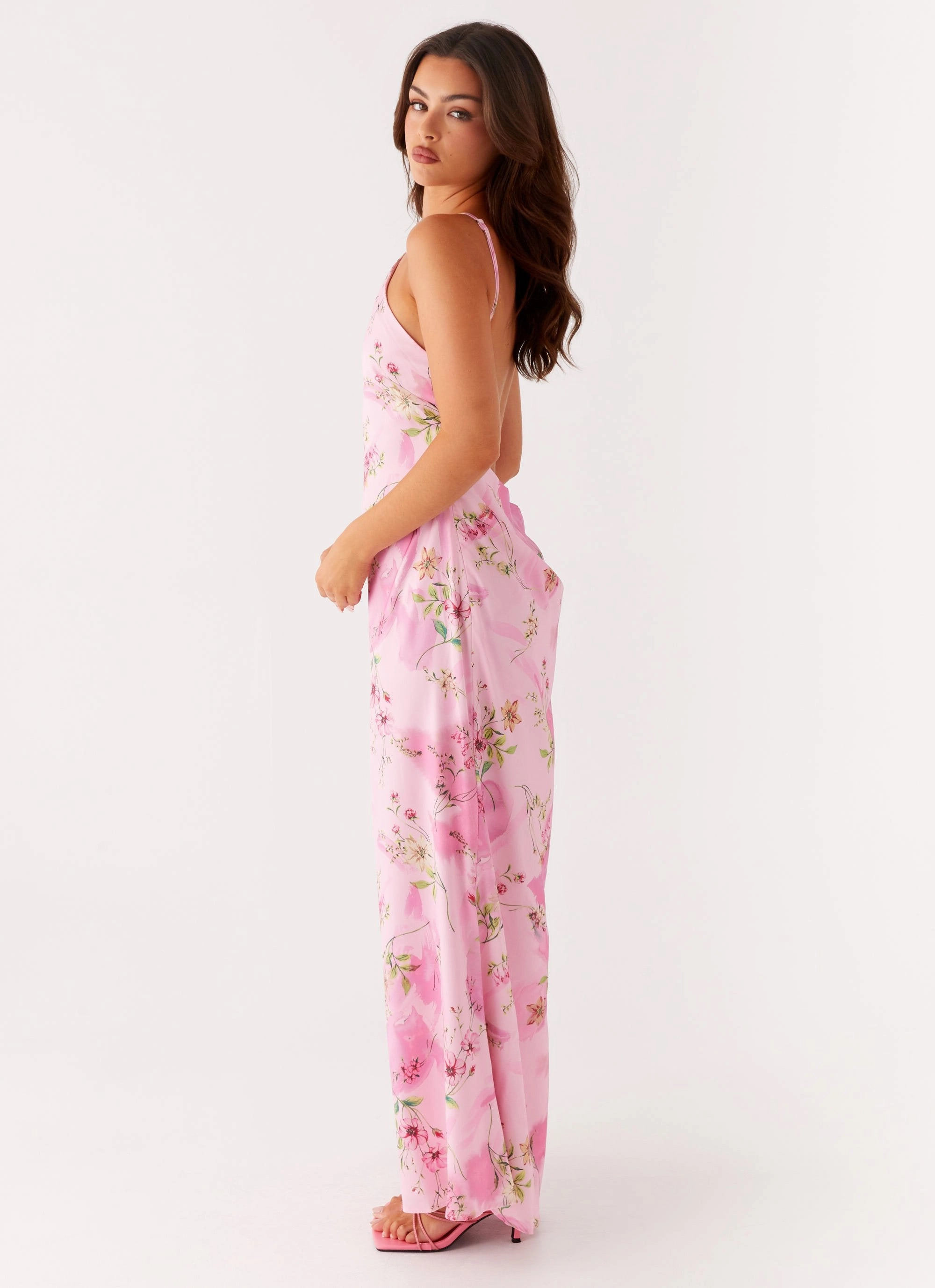 Flared-Hem Pascal Maxi Dress - Pink Floral Print
