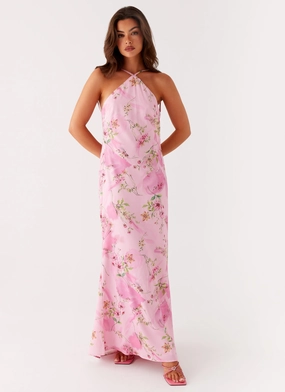 Pascal Maxi Dress - Pink Floral Print Cool Fabric Elegant formal outfit