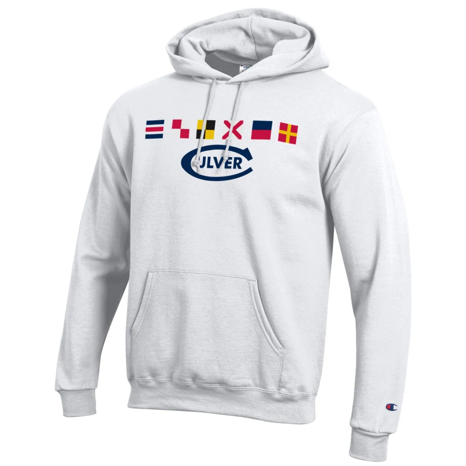 Casual Elegance zippered Champion Powerblend Code Flag Hood - White