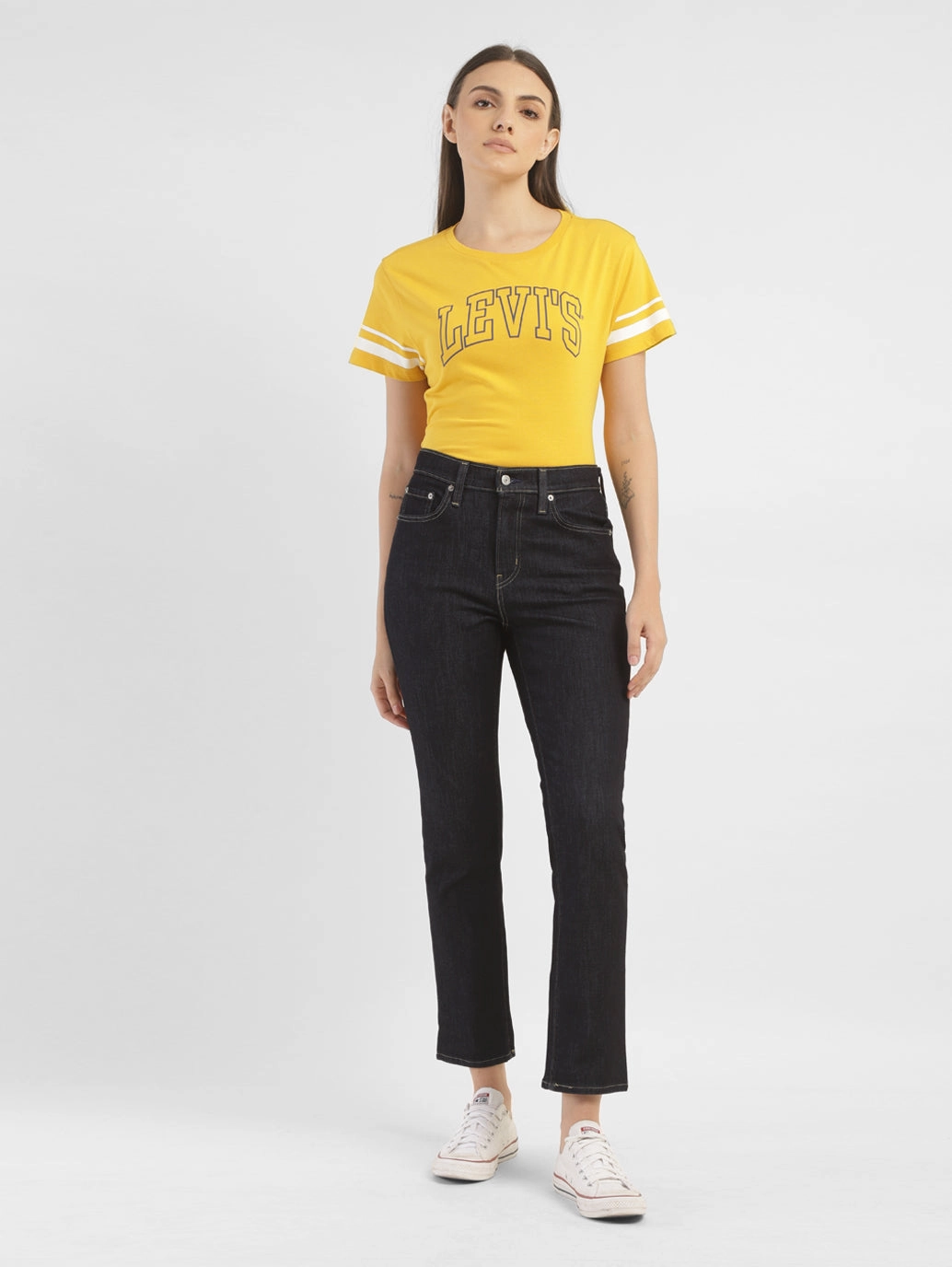 Contemporary Waistband Women's 724 Blue Straight Fit High Rise Jeans