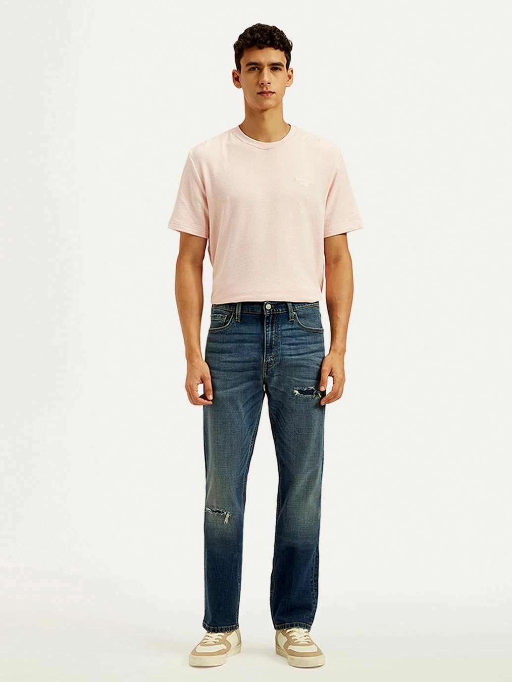 Easywear Style Men's Tinted 513 Med Indigo Slim Straight Fit Mid Rise Jeans