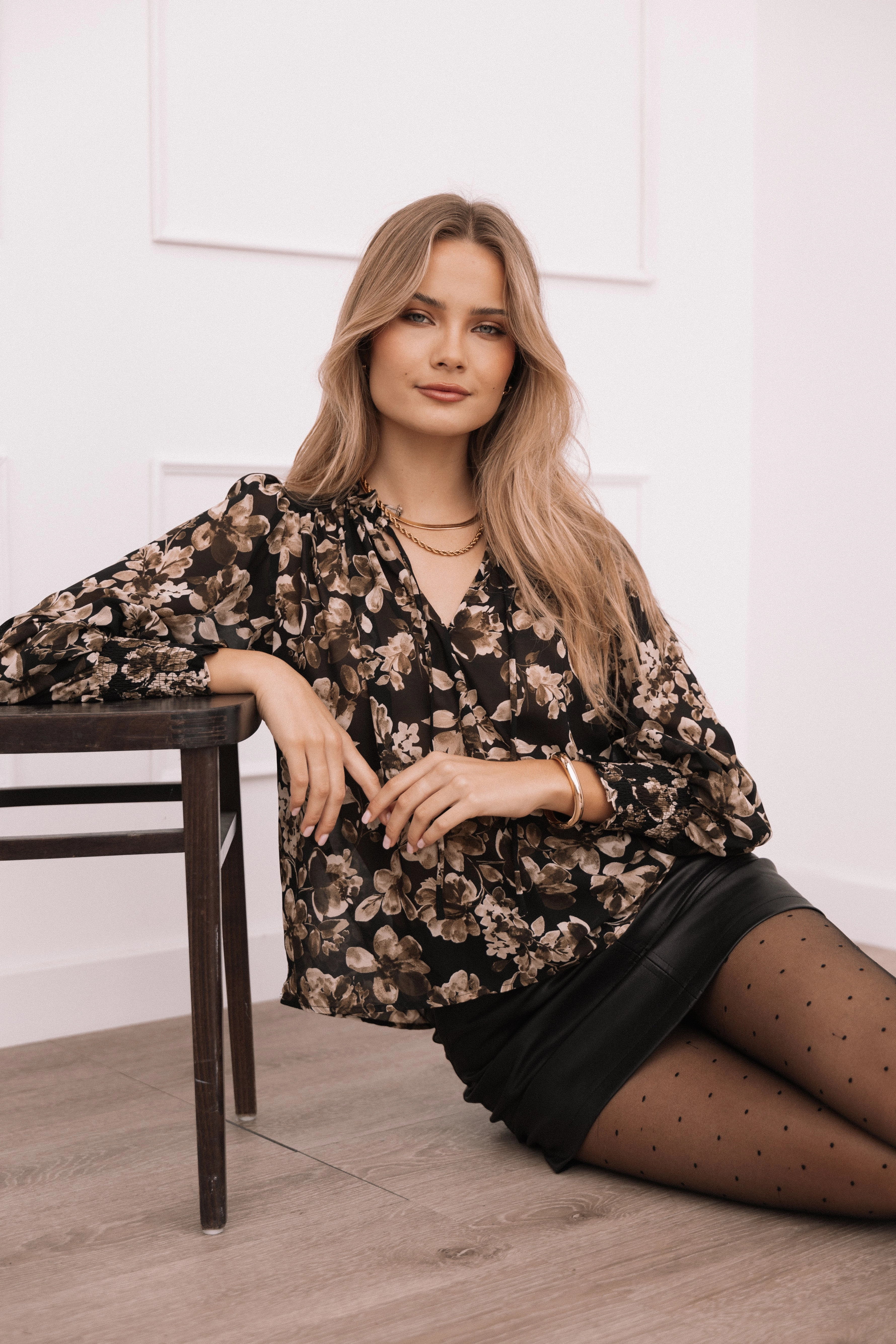 Daphne Top - Midnight Taupe Laser Cut Edge Detail