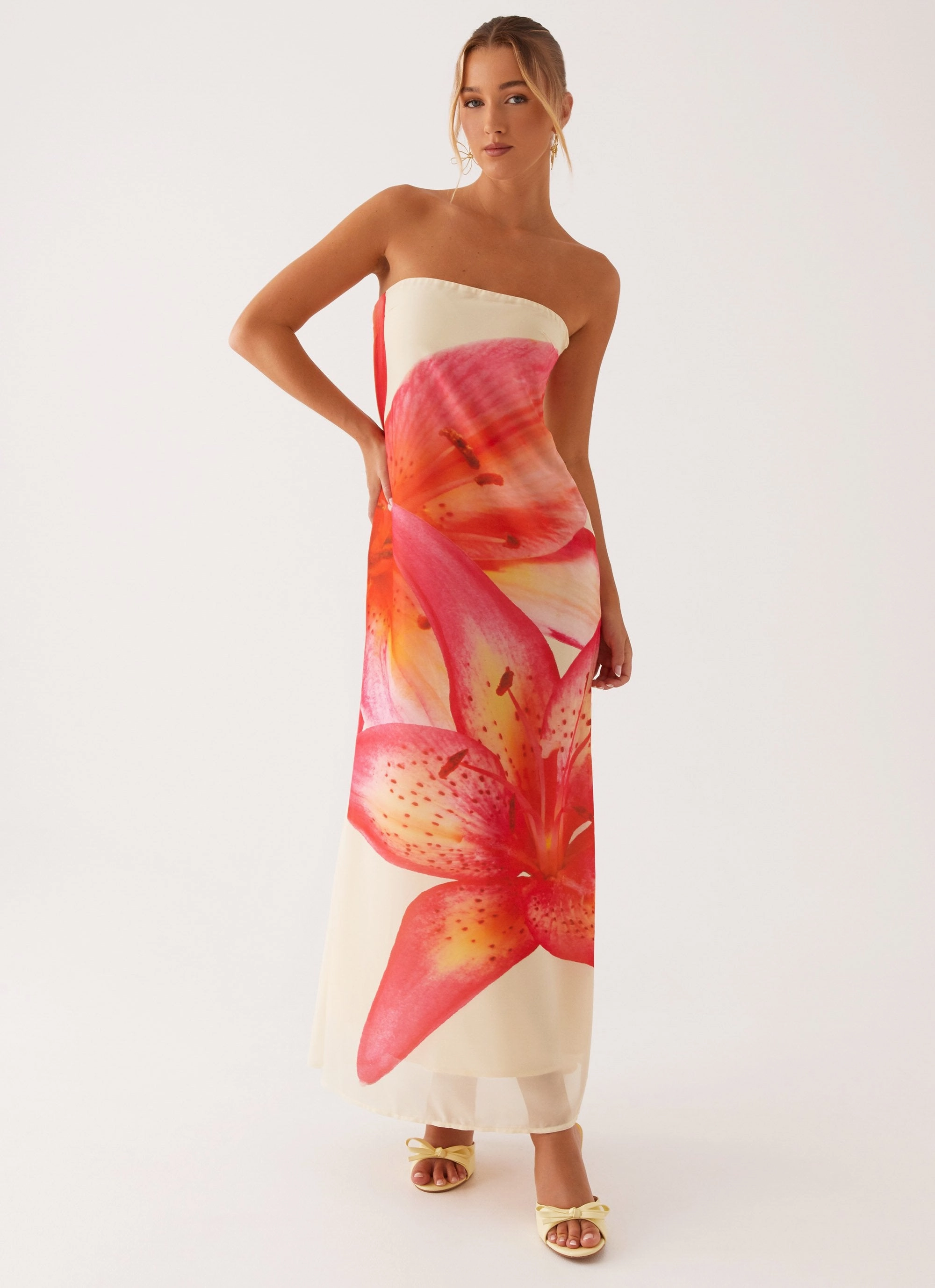 Peach Tone Darcy Maxi Dress - Yellow Floral