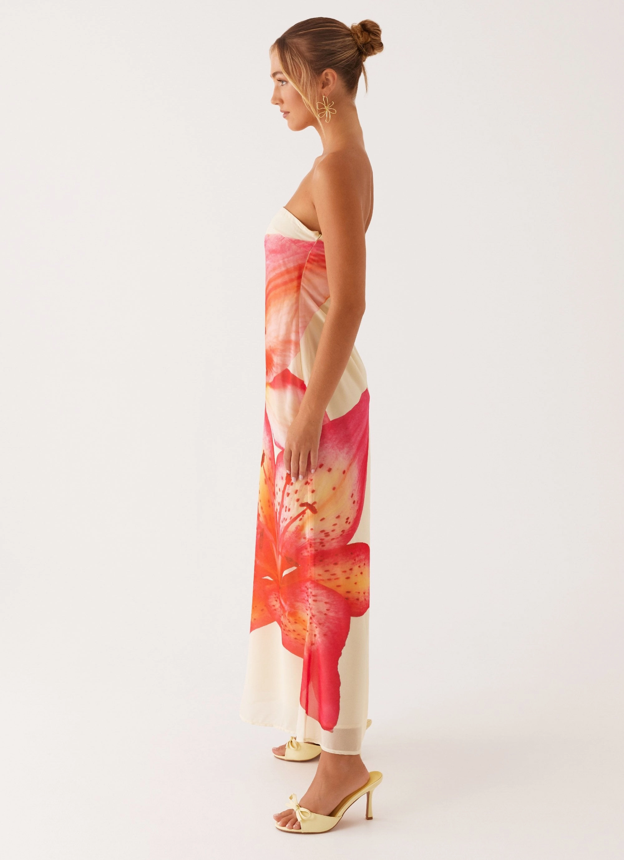 Darcy Maxi Dress - Yellow Floral Lace Detail