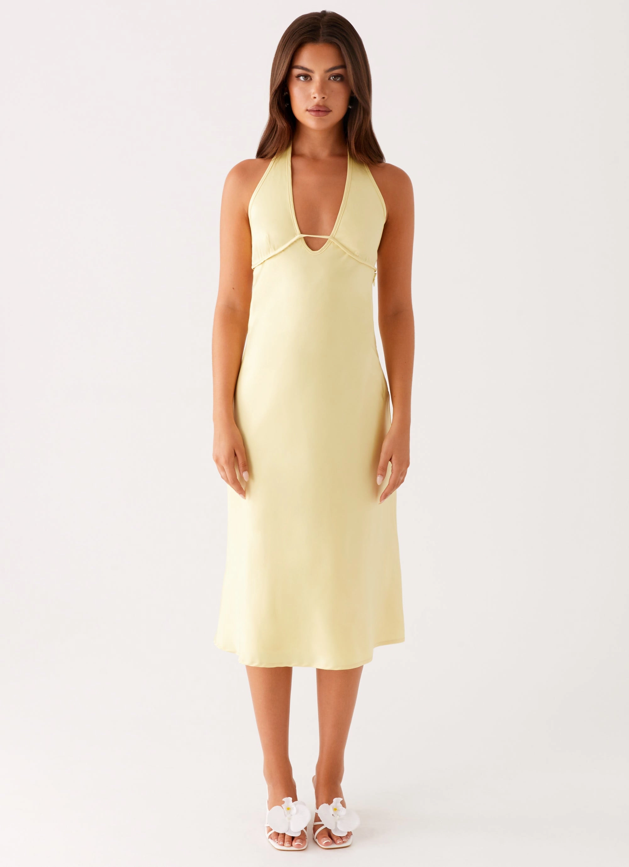 Davies Midi Dress - Yellow High Cut Comfortable texture