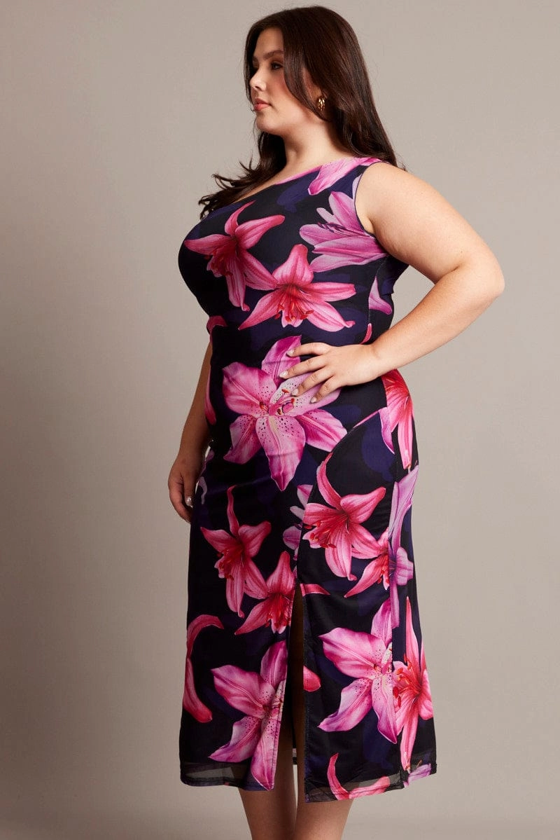 Blue Floral One Shoulder Maxi Dress Glamorous look