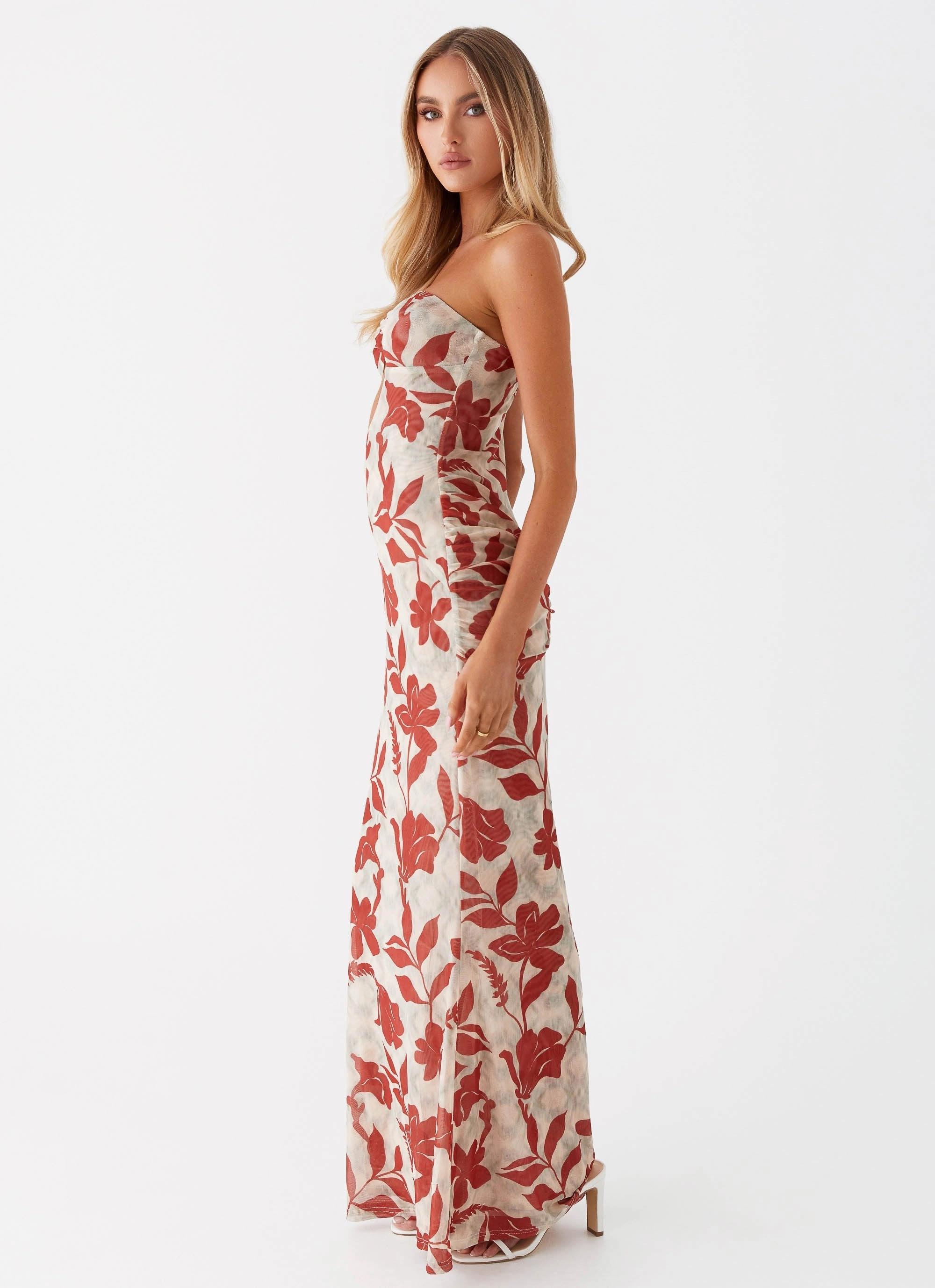 Dearest Maxi Dress - Red Green Floral Easy-Storage