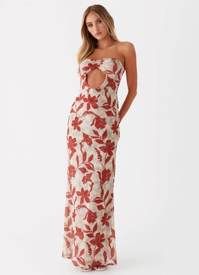 Neutral palette Subtle Flex Dearest Maxi Dress - Red Green Floral