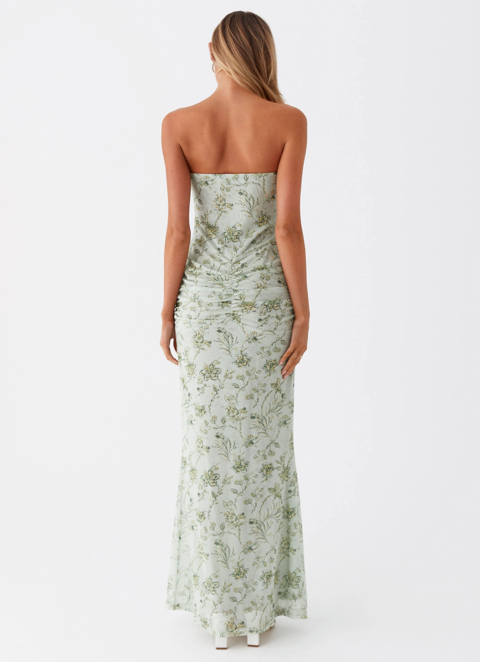 Satin Finish Dearest Maxi Dress - Sage Floral