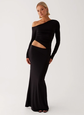 wrap waist Feminine Tailoring Good Vibrations Maxi Dress - Black