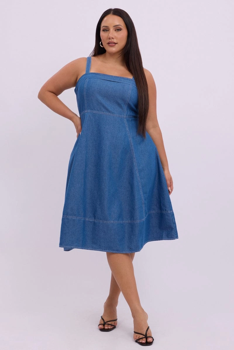 Denim Midi Dress Sleeveless Denim Relax Appeal Limited-Edition