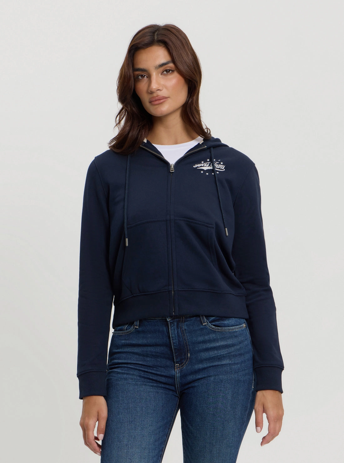 Guess Jeans Navy Hooded Jacket HoodedStyle