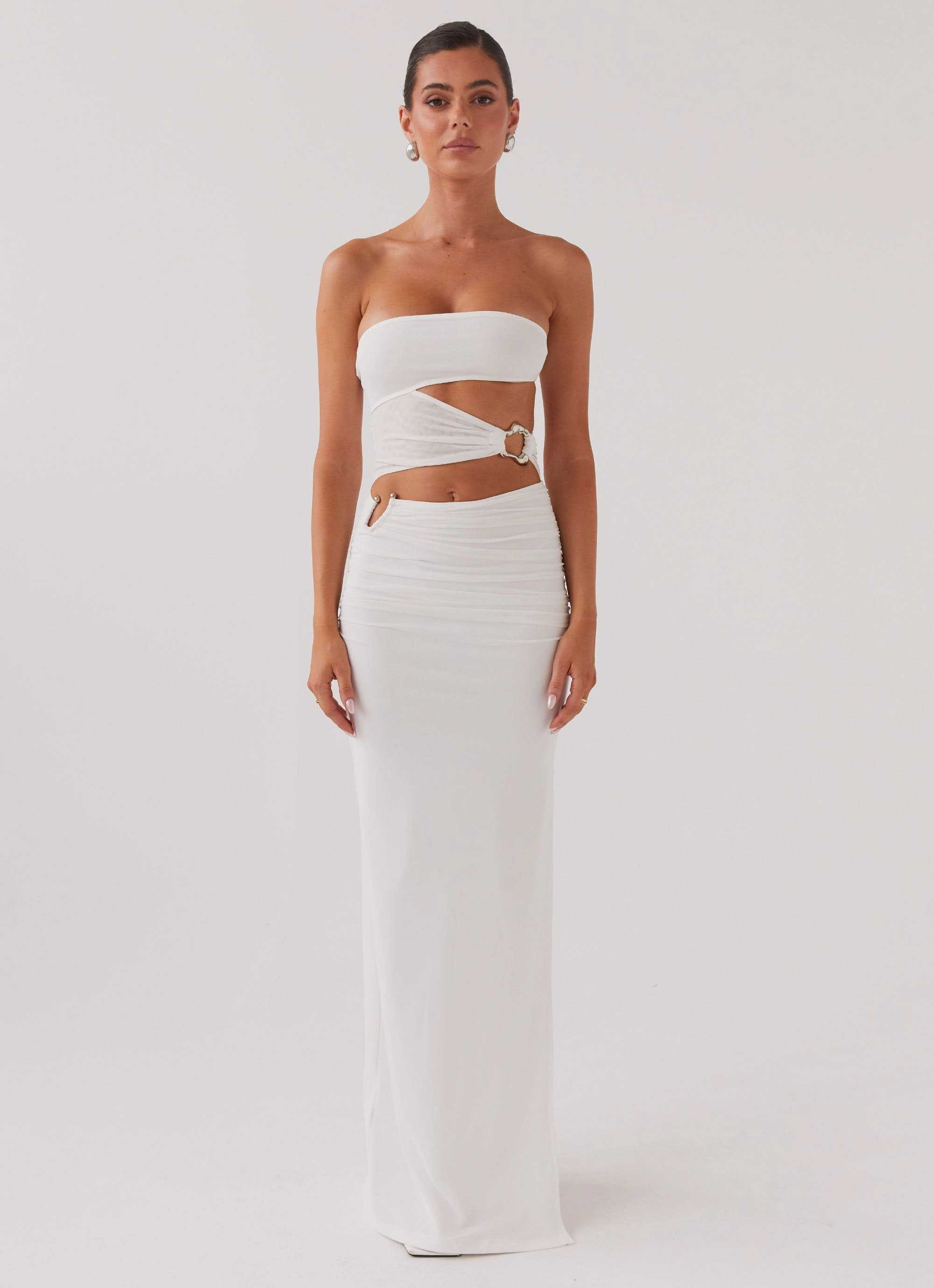 Sophisticated Layers Family Joy Into Pieces Mesh Maxi Dress - White
