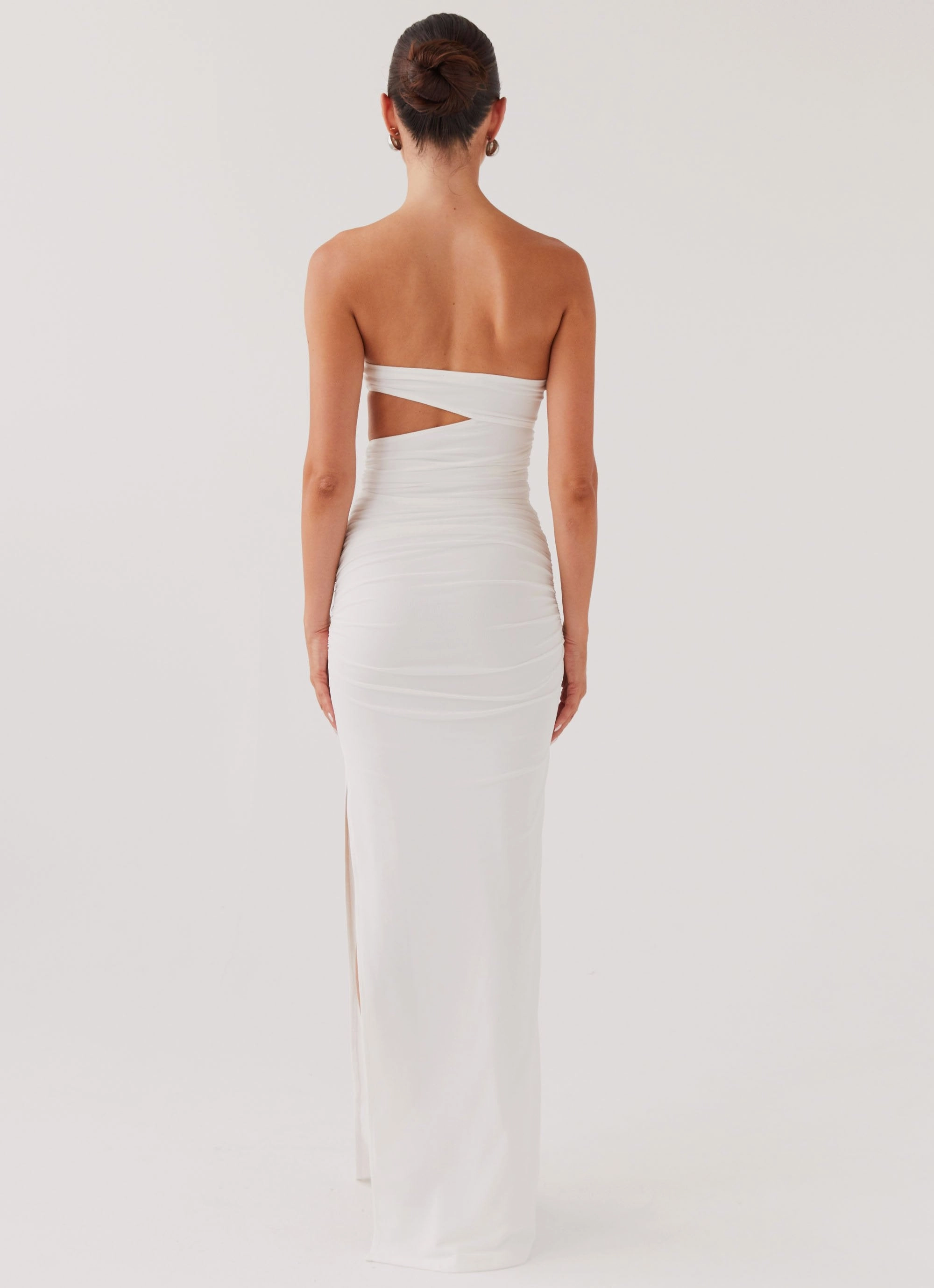 Unlined Look Casual Tones Into Pieces Mesh Maxi Dress - White