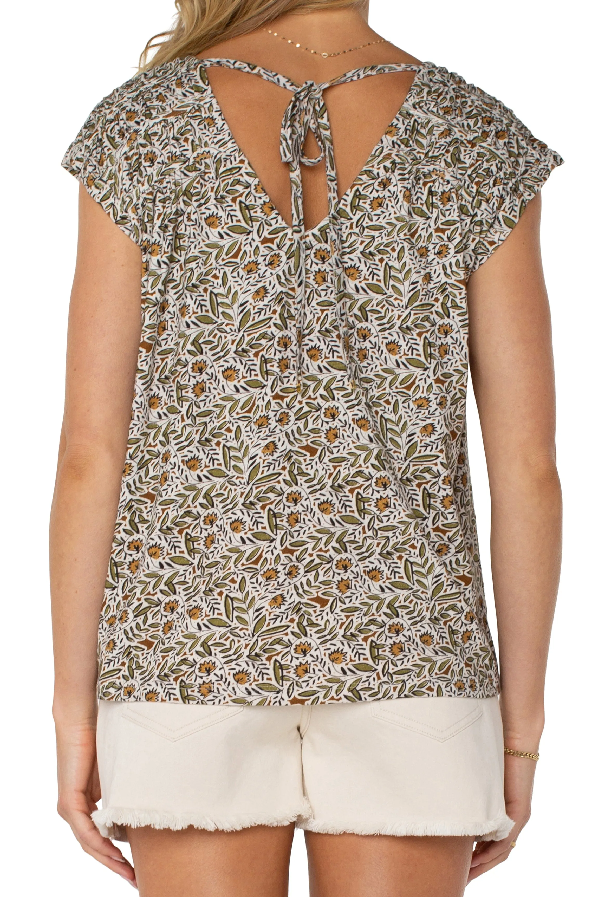 Dolman Tie-Back Knit Top | Olive Leaf/Cream Cozy Layer Fit Ribbed Collar Design