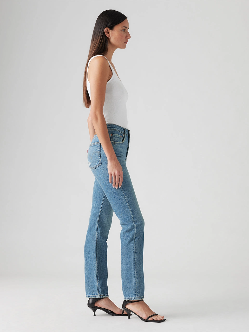 Women's 501 Blue Straight Fit Mid Rise Jeans Style Essential Smart Casual Classic Wear