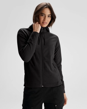 Adjustable Detachable Hood Breathable Membrane Women's Mt Aspiring Hooded Fleece Jacket  - Black Stingray