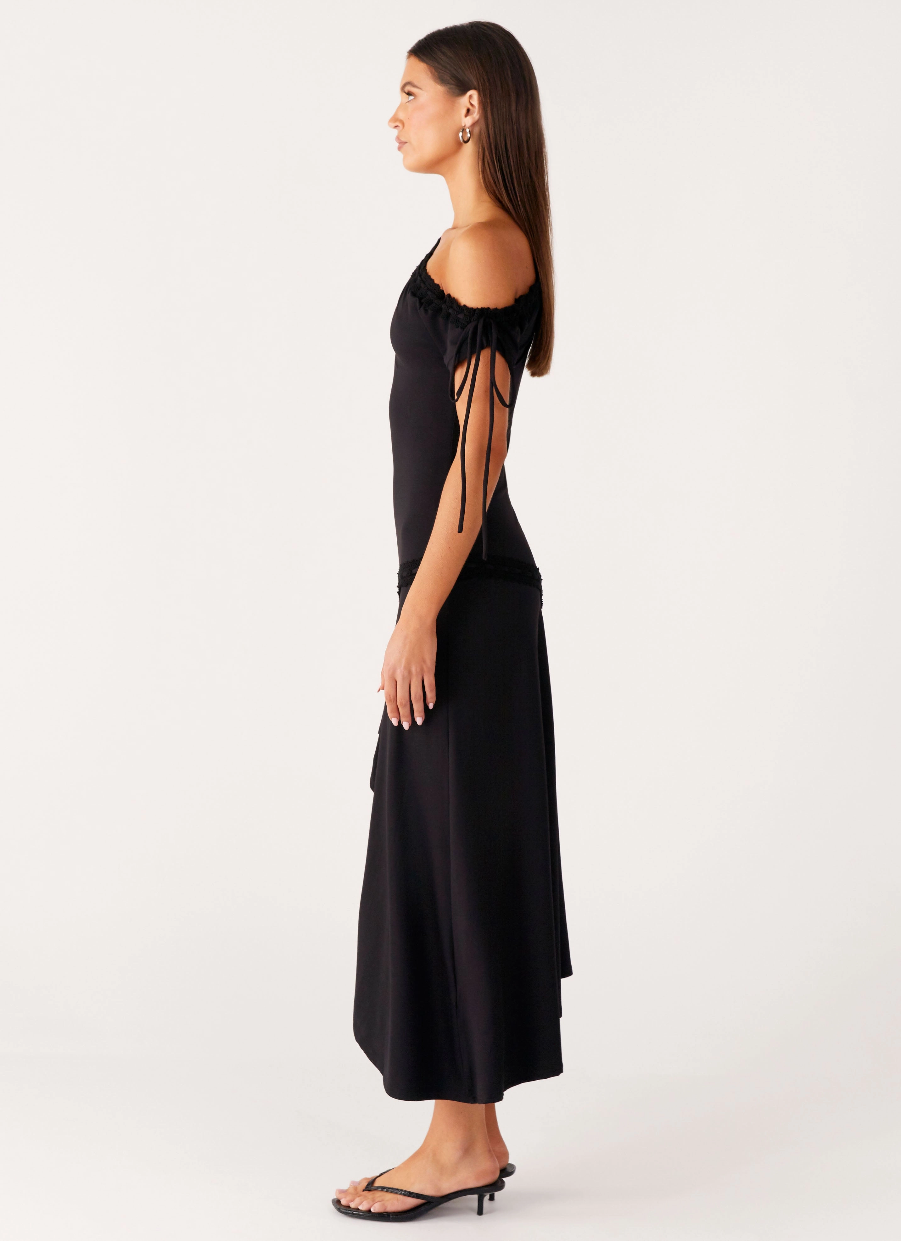 Satin Grace Downtown Midi Dress - Black