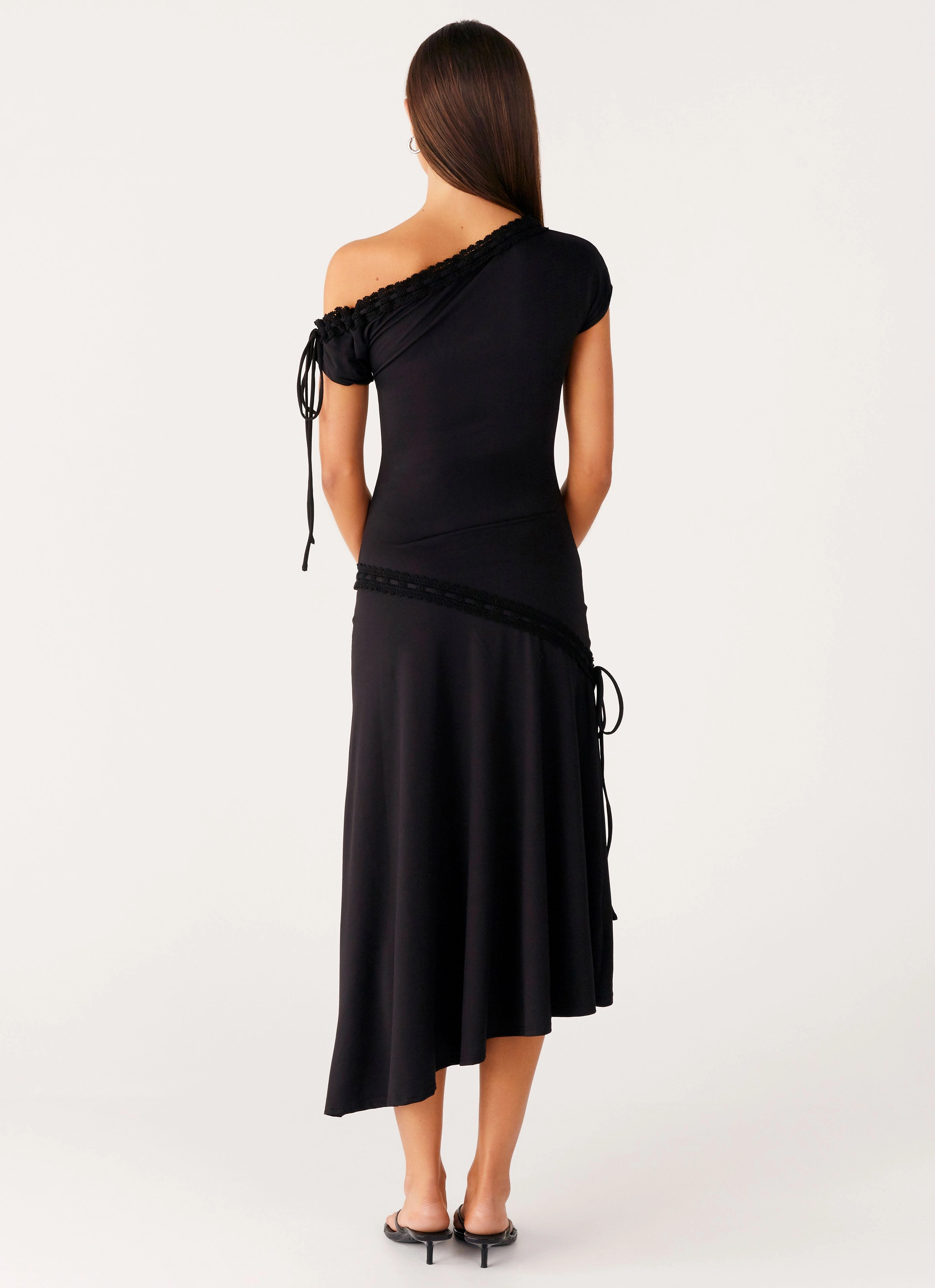 Downtown Midi Dress - Black Silk Shine