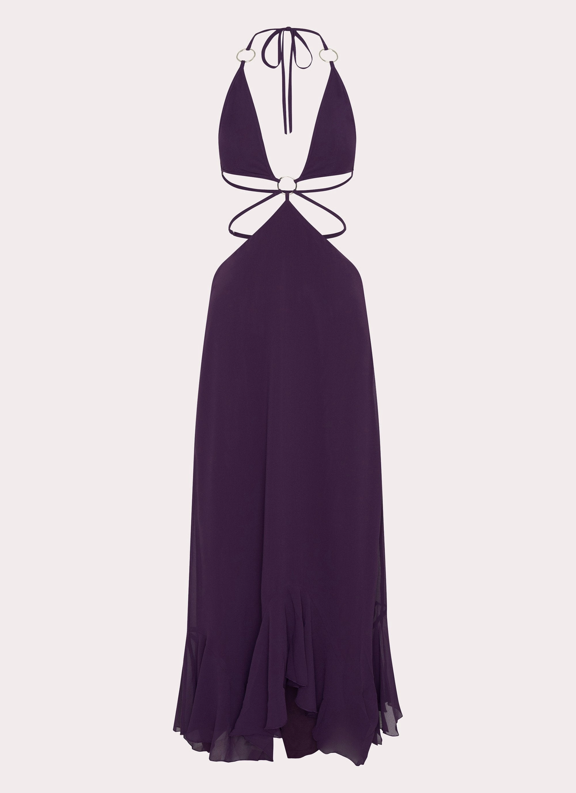 All Gender Fit Bronx Halterneck Maxi Dress - Mulberry