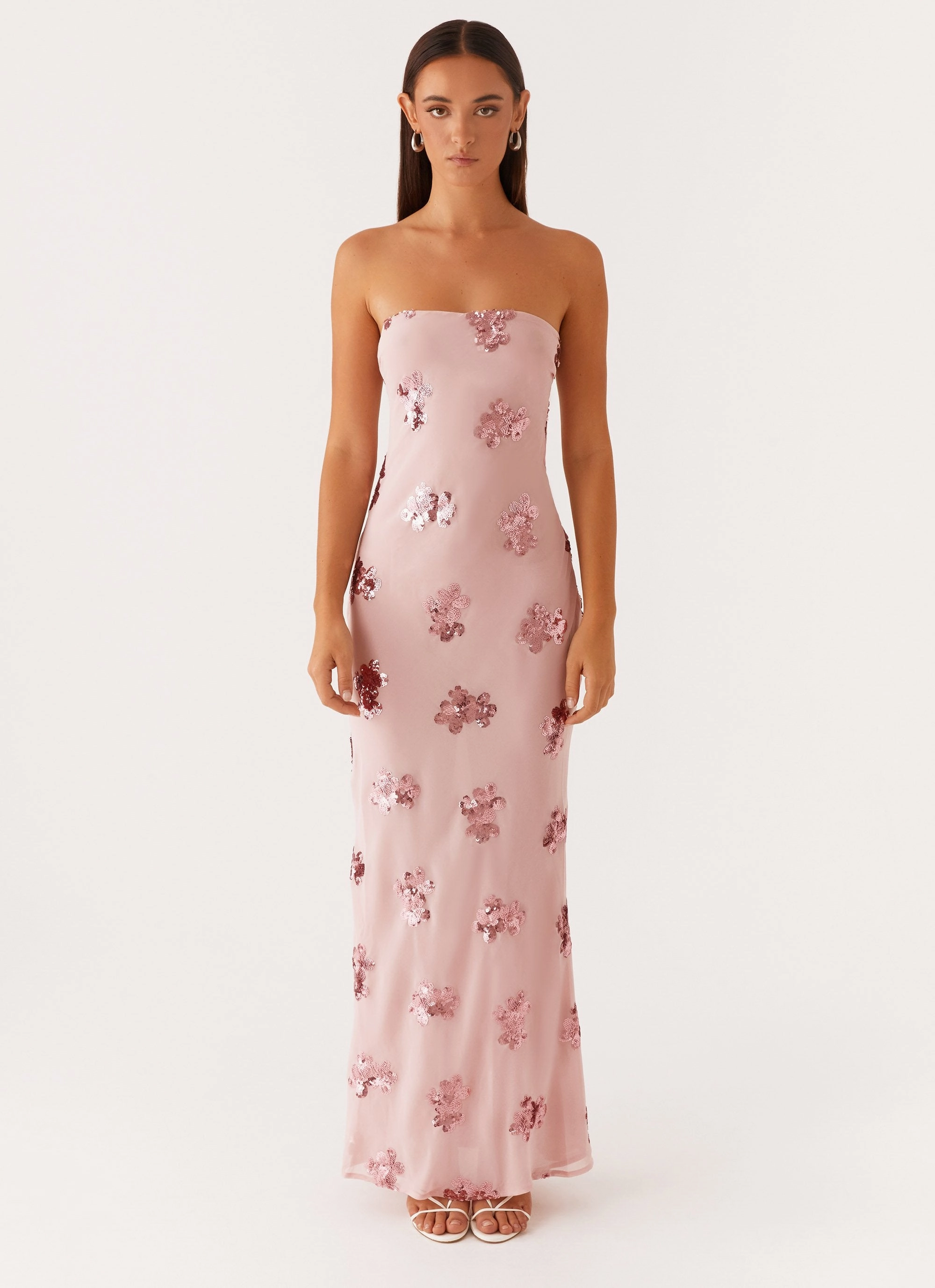Soft Pleats Bright Mood Sweet Escape Sequin Maxi Dress - Baby Pink
