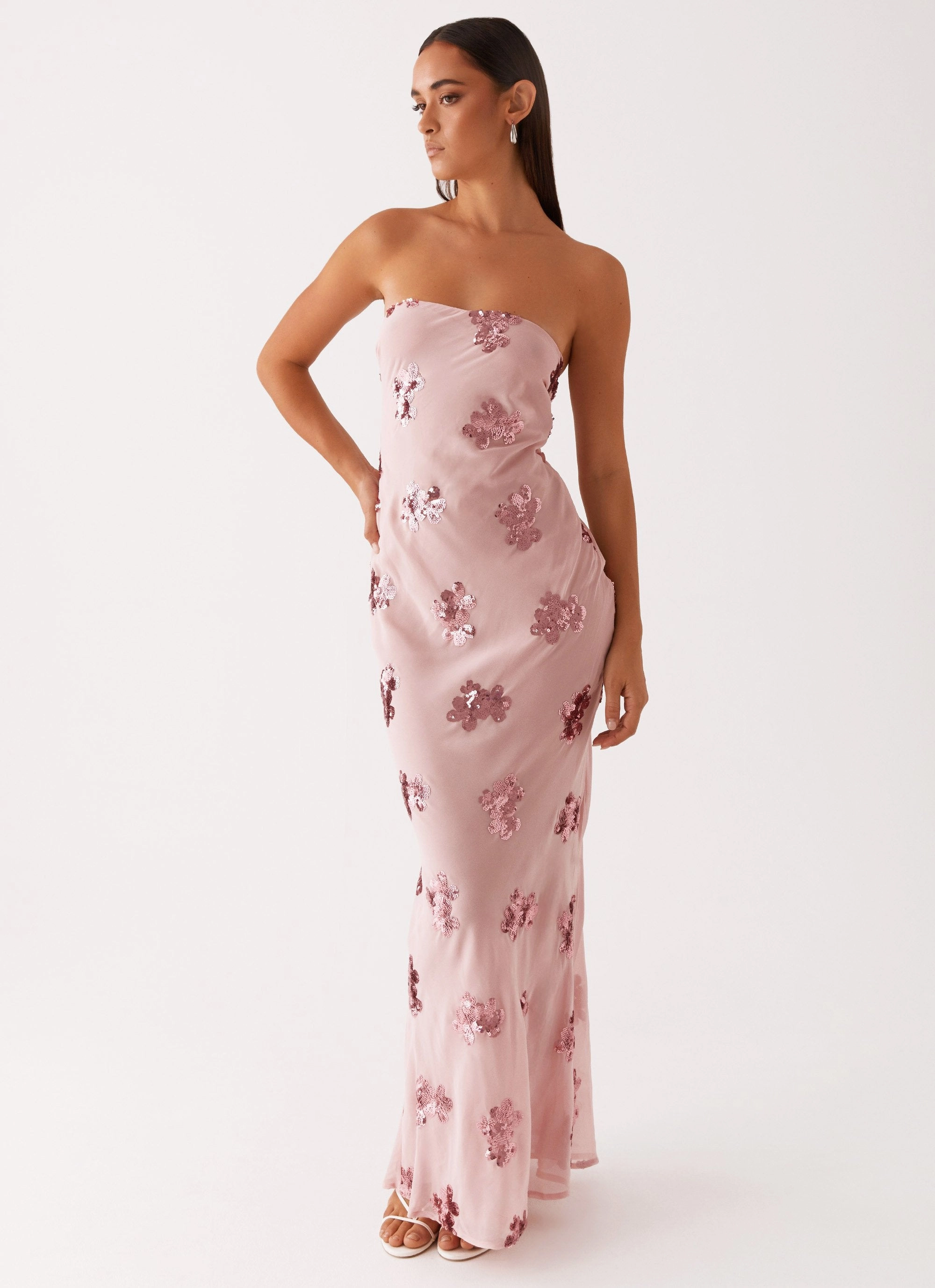 Easy Layers Adjustable-Length Sweet Escape Sequin Maxi Dress - Baby Pink