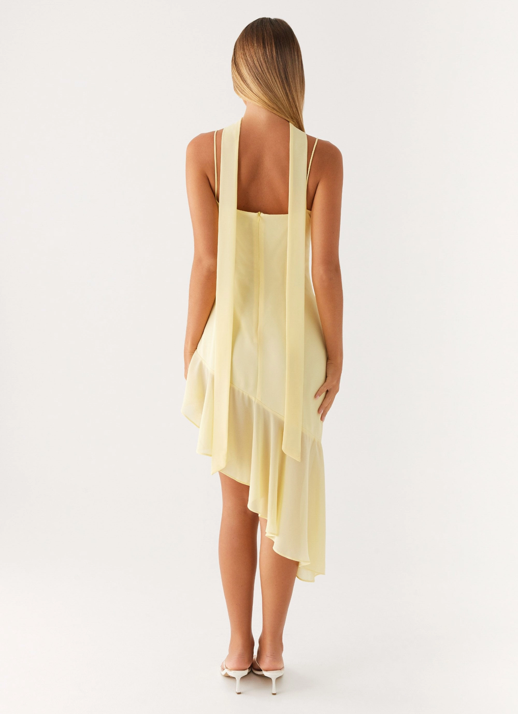 Zesty Asymmetrical Midi Dress - Yellow Comfy Flex Classic-style