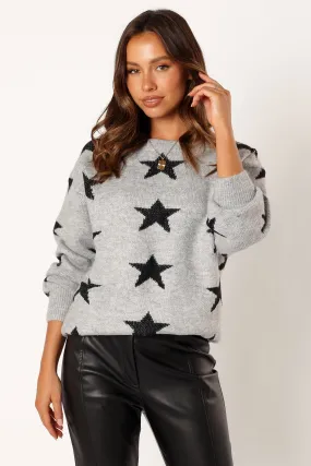 machine washable material Janiyah Star Knit Sweater - Grey Black