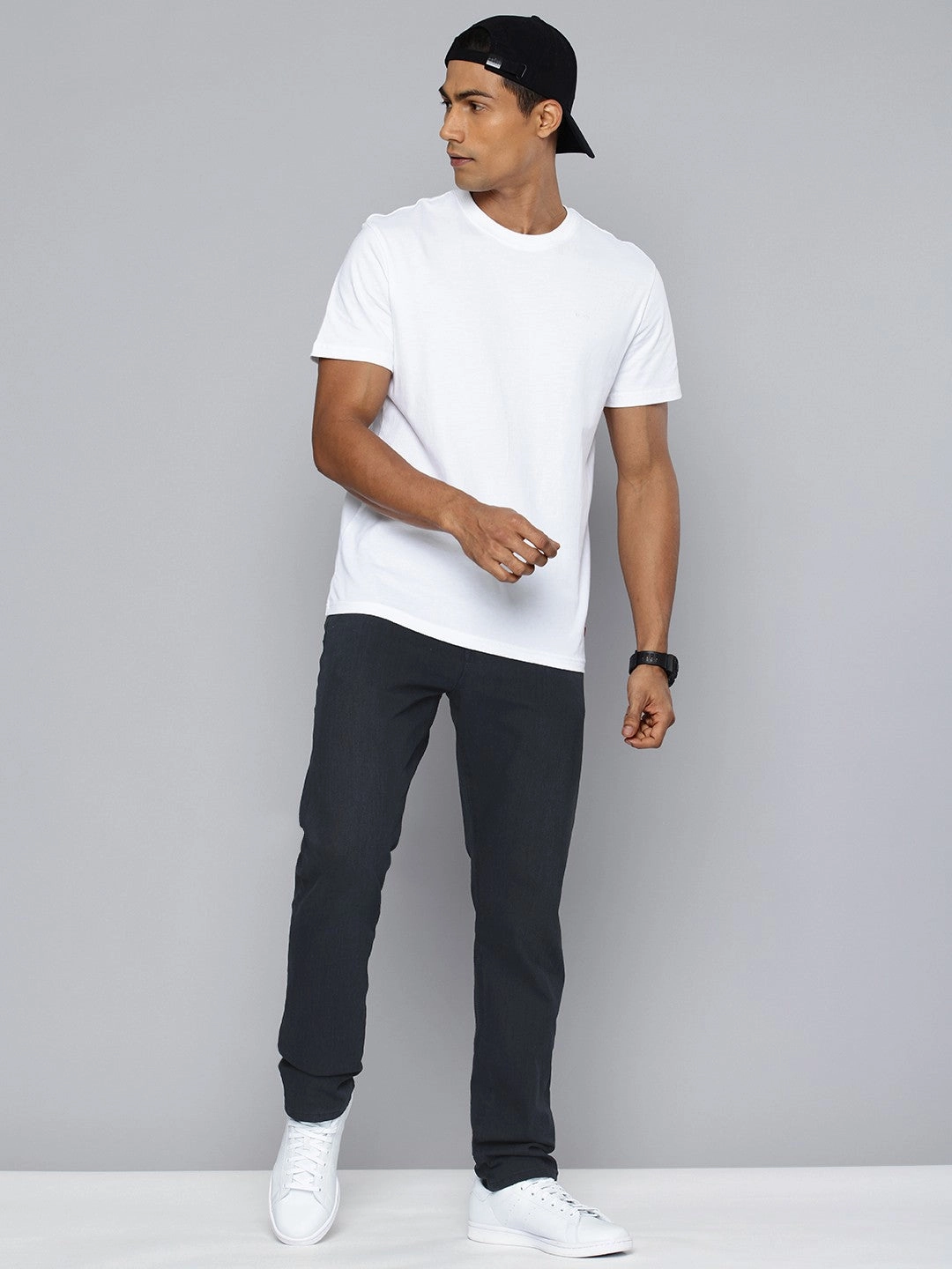 Men's Redloop 512 Navy Blue Slim Tapered Fit Mid Rise Jeans Daytime Look Work Meeting Relaxed Style