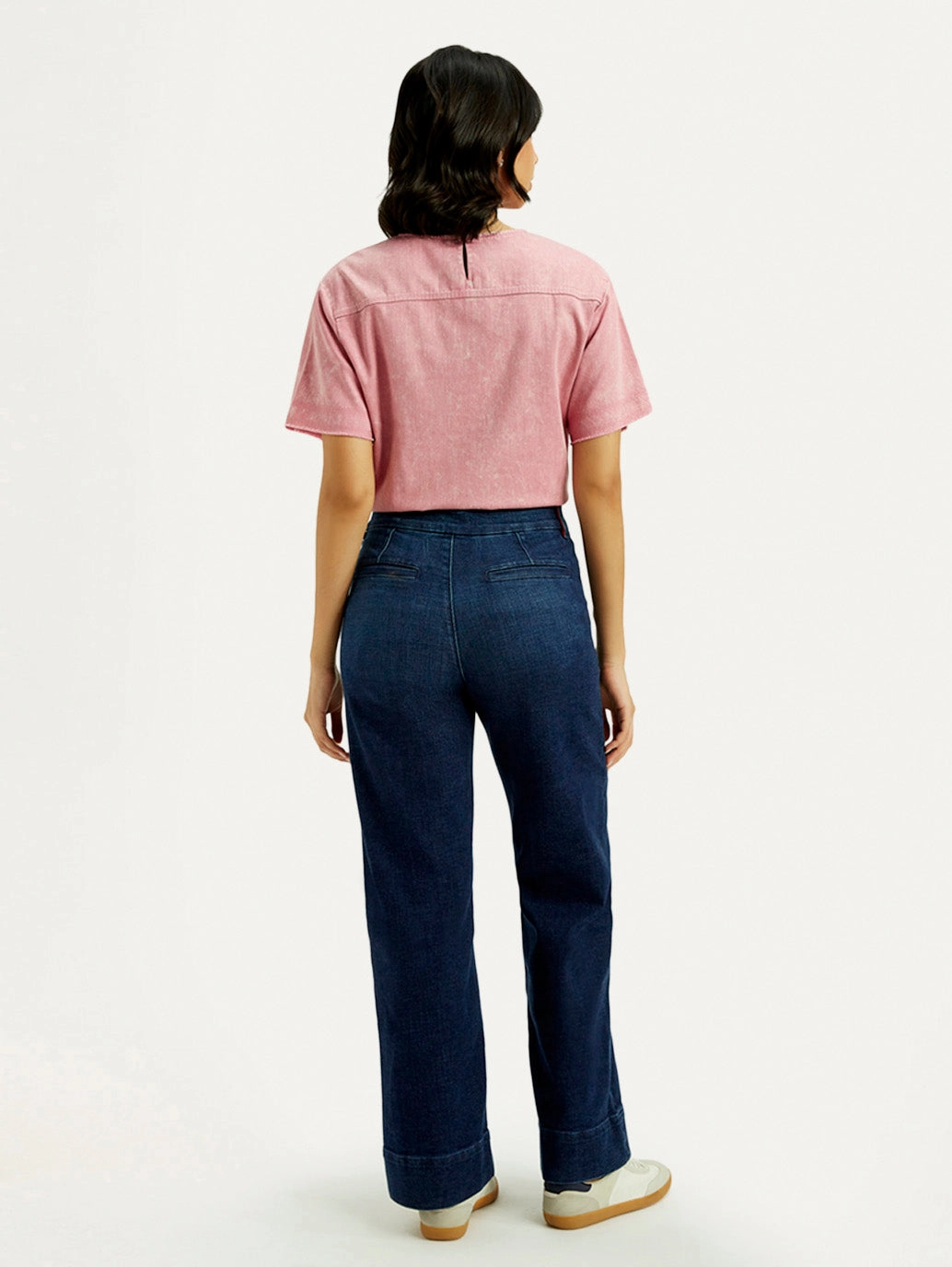 Women's Redloop Dark Indigo Mile High Wide Leg Fit High Rise Jeans Unisex Wear Elegant Vintage Lover Multi Layer Knee Reinforcement