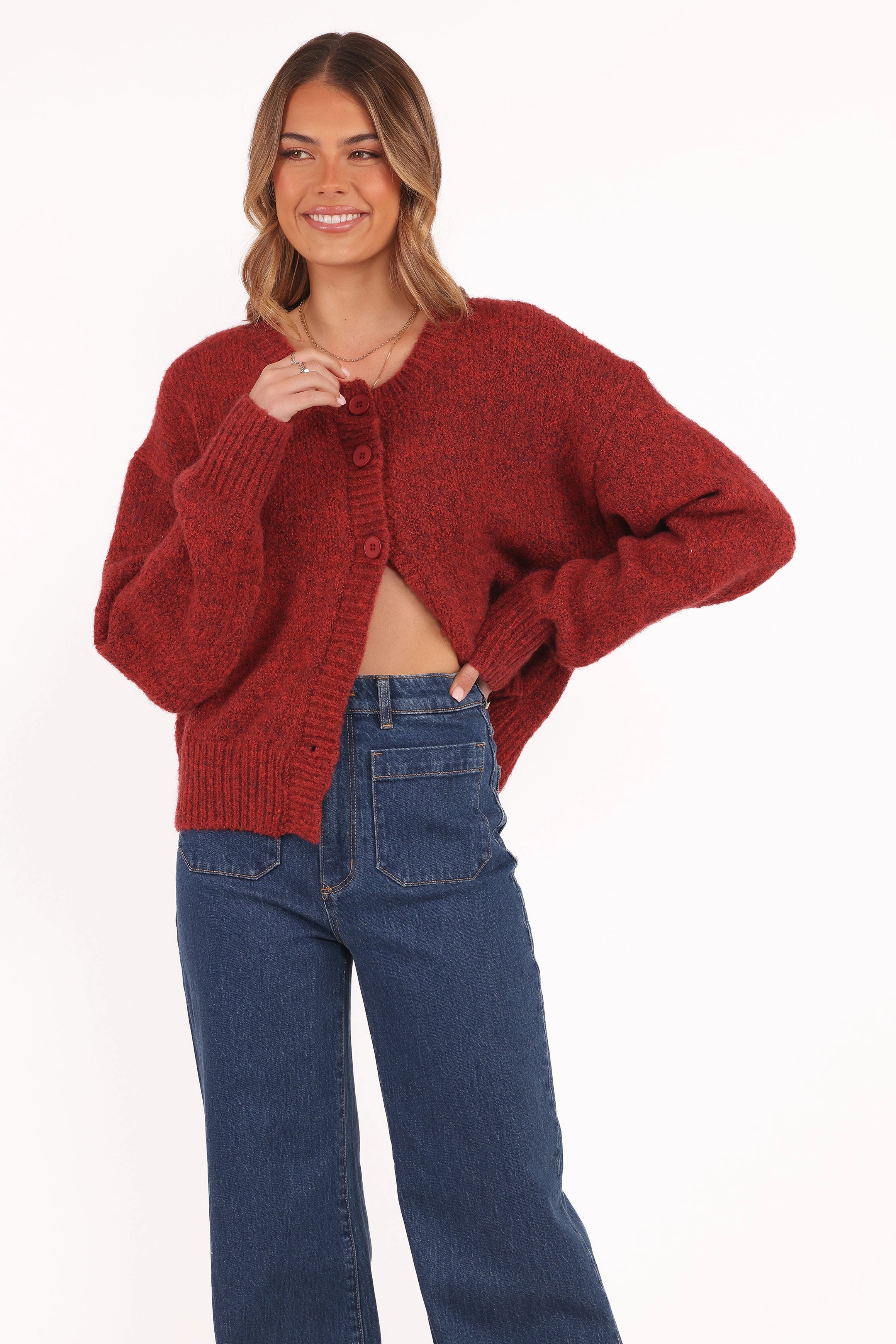 Lucah Cardigan - Dark Red Thermochromic Fiber Applications Versatile Piece