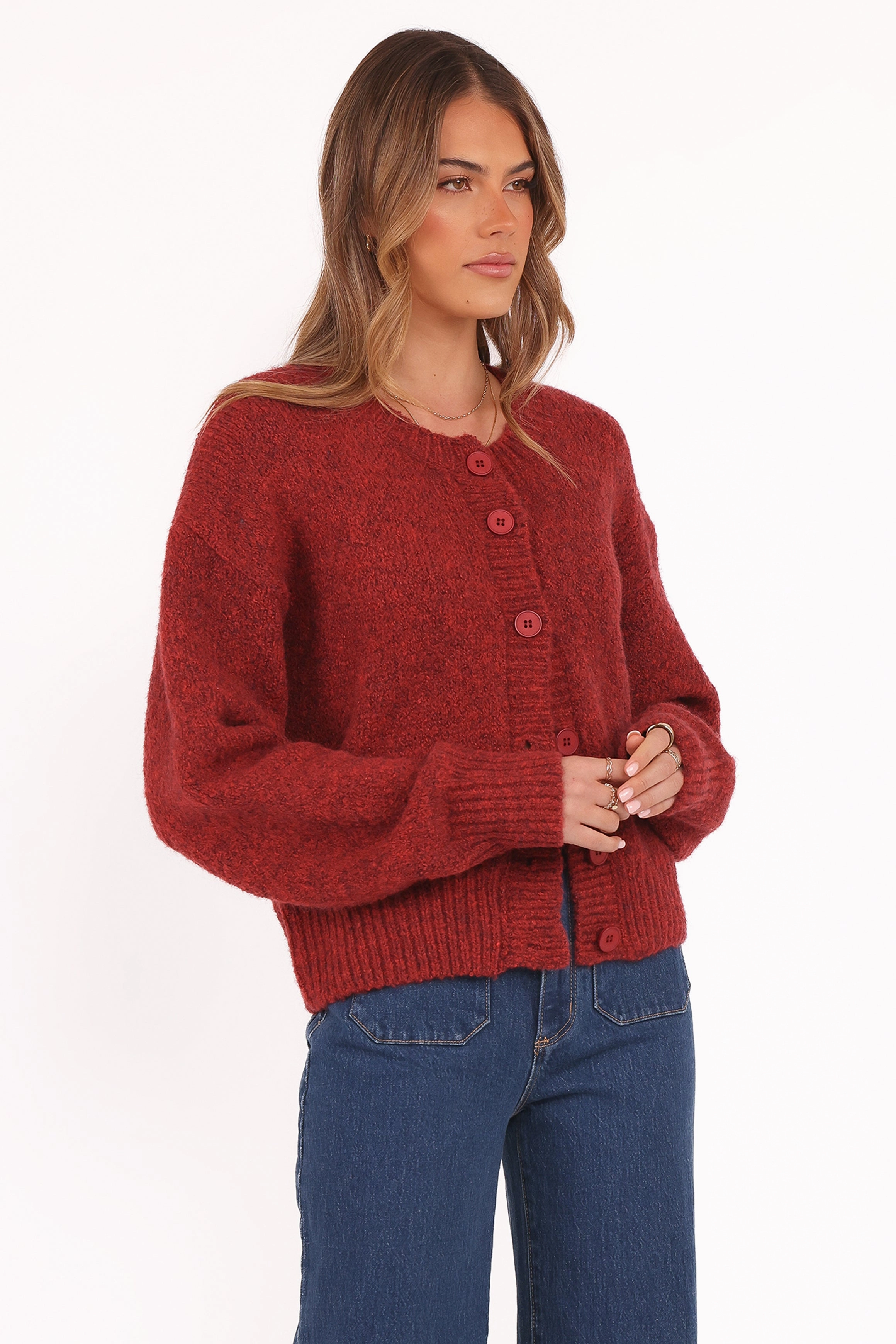 Lucah Cardigan - Dark Red Office Friendly Soft Palette