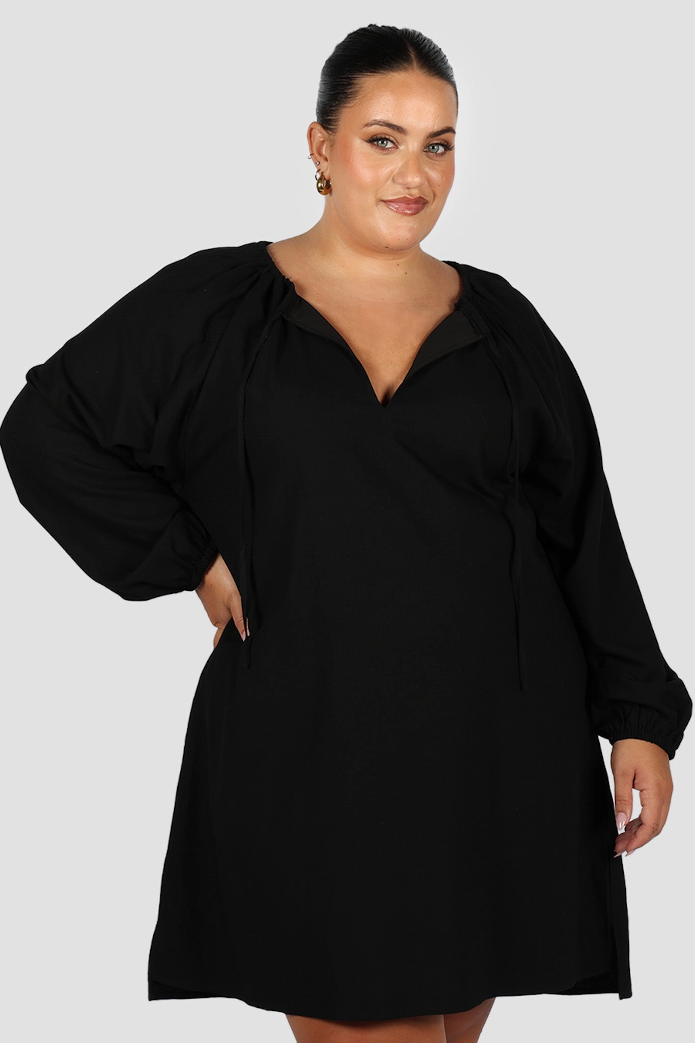 Lounge Style Semi Fit EADIE DRESS BLACK