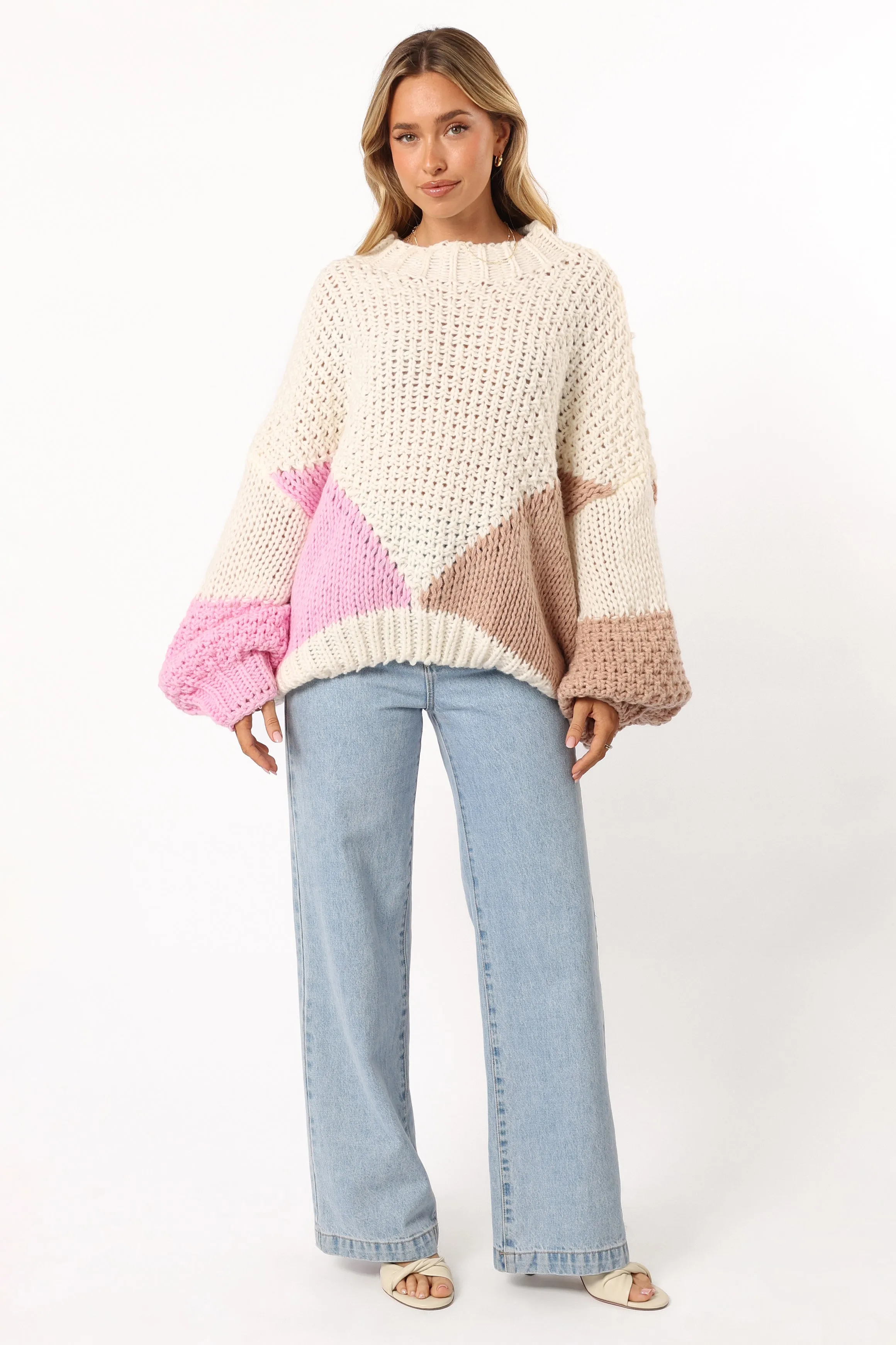Koda Pattern Knit Sweater - Pink Multi Moisture Wicking Texture