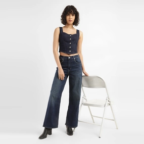 Morning Stroll Music Event Office Wear Suitable Fit Women's Blue Wide Leg Fit High Rise Jeans