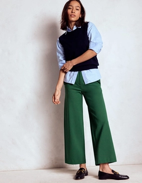 Belgravia Ponte Crop Trousers-Hunter Green Stretch Support Low-rise style