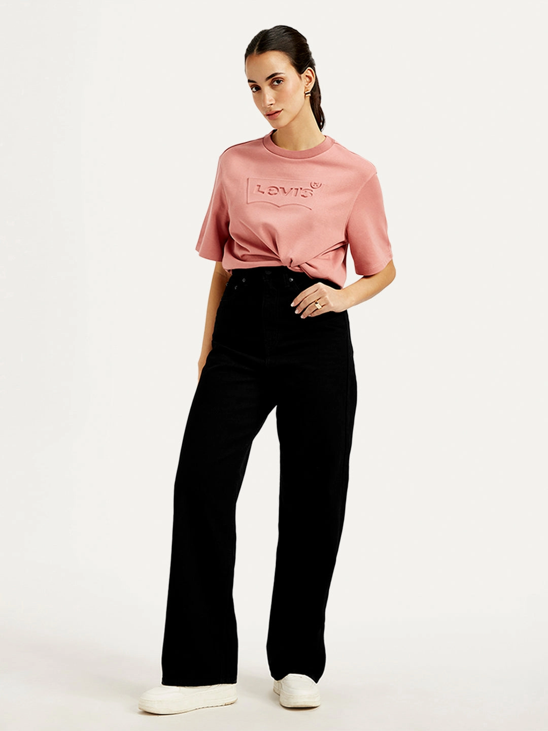 Women's Black Loose Fit High Rise Jeans All Purpose Lightweight Feel