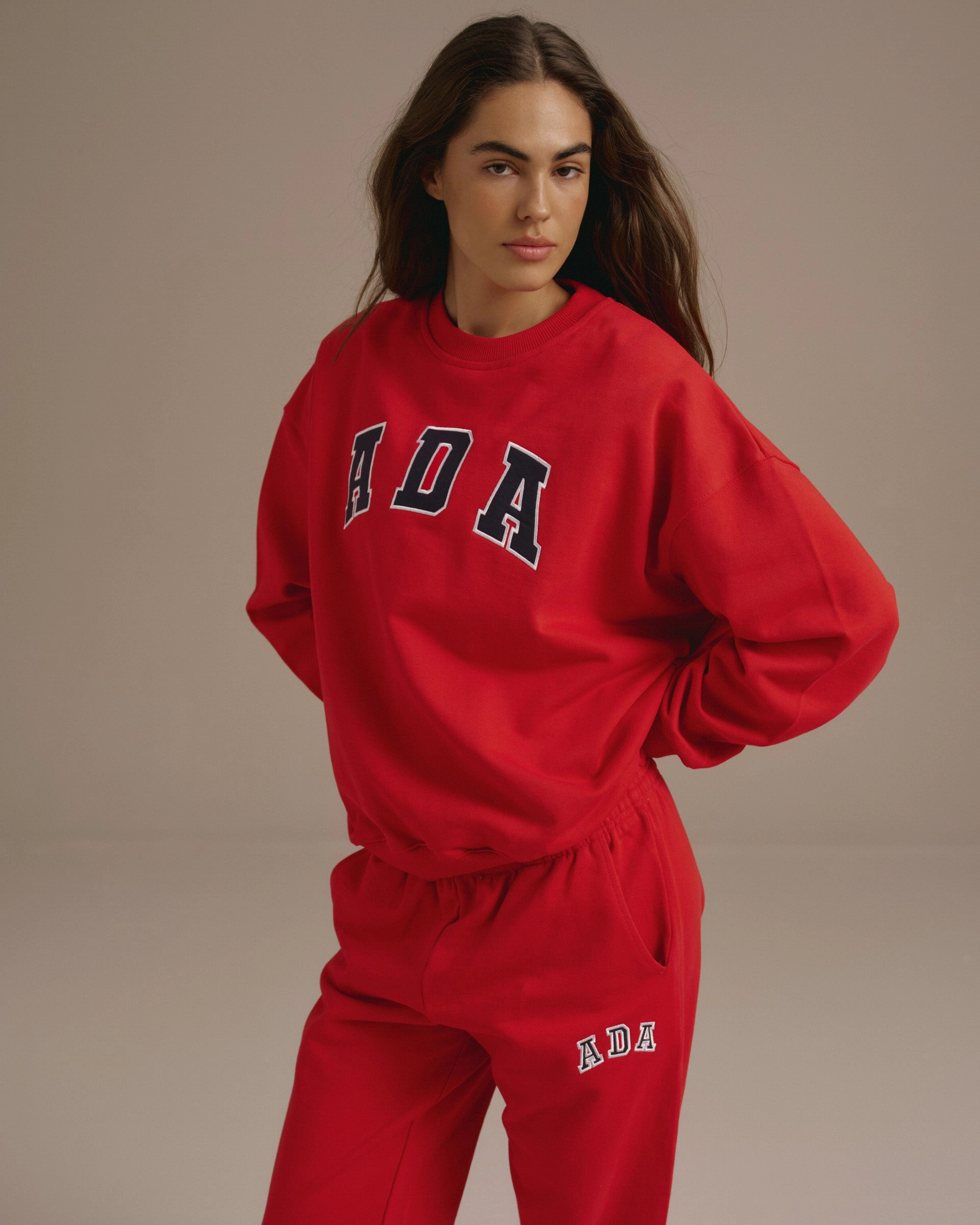 Non Slip Waistband Relaxed Look ADA Sweatpants - Classic Red