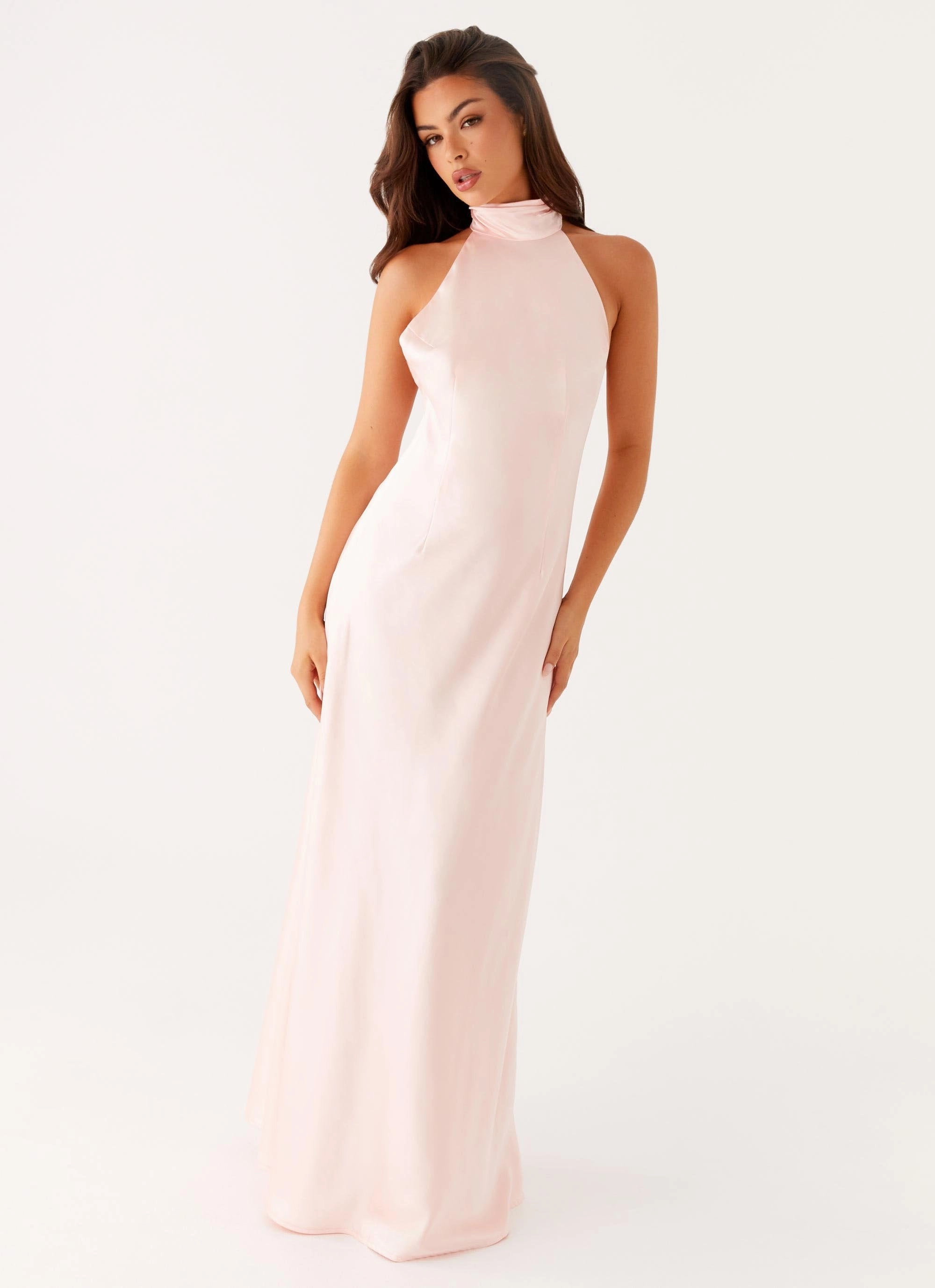 Siani Backless Maxi Dress - Pink Jewel Accent Sunny Lace