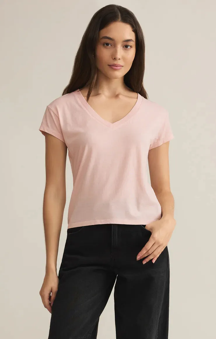 High-Quality Fabric Eco Conscious Production EasyCarePolyCotton Modern V Neck Tee | Graphite Grey, Pink Salt, White